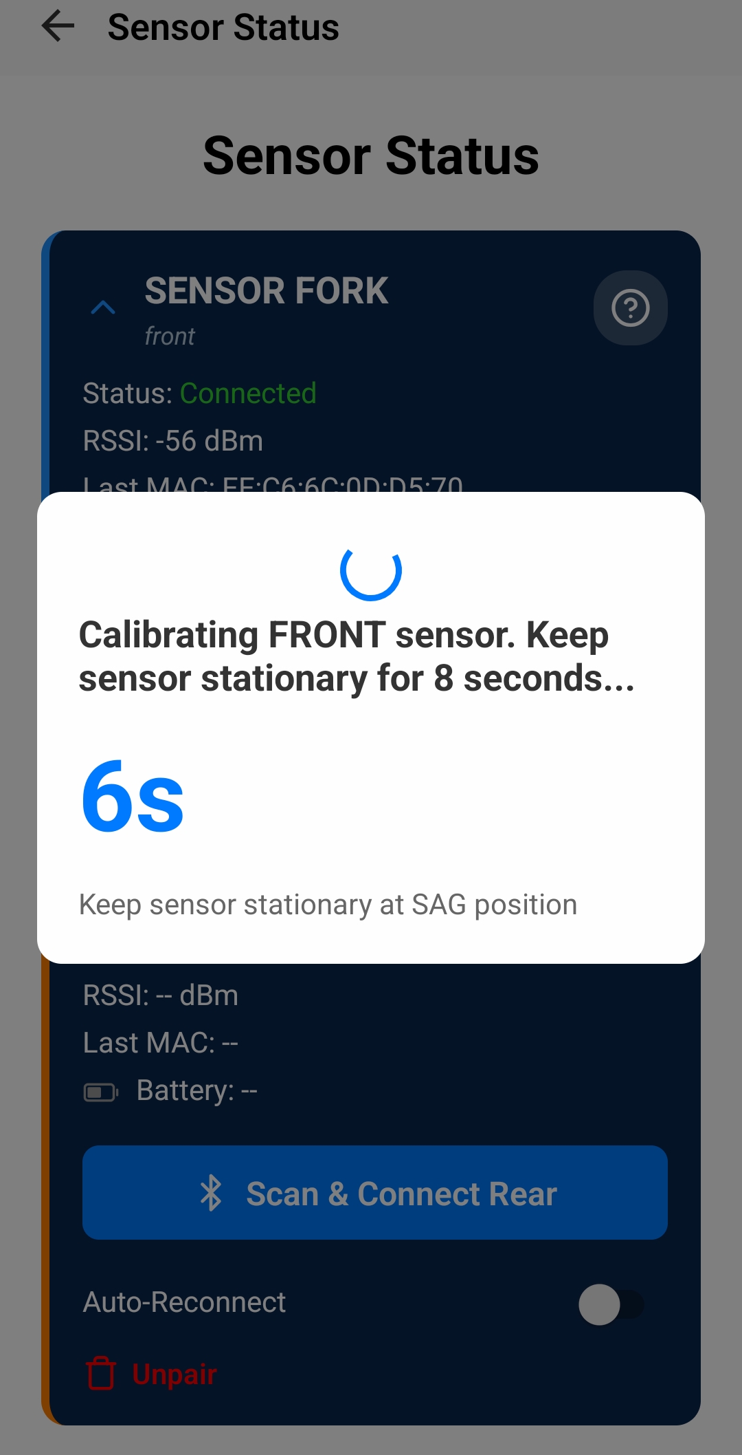 Sensor Status Screen